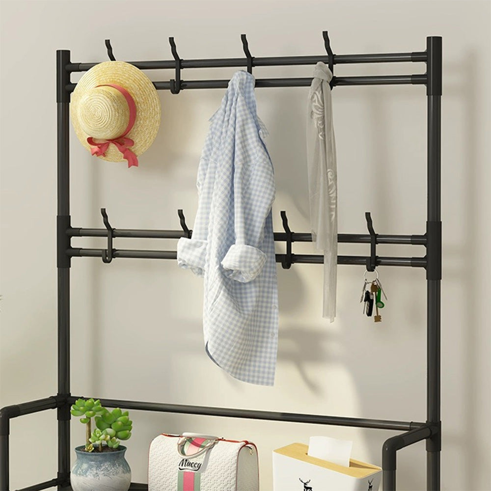 STORFEX 4-Tier 3-in-1 Coat Hanger and Shoe Rack - Organize Your Entryway with Style