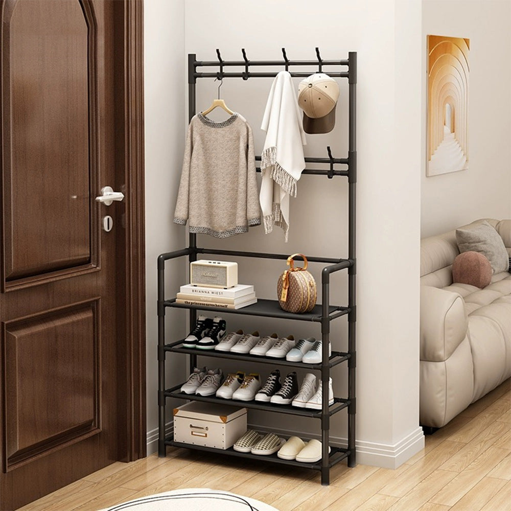 STORFEX 4-Tier 3-in-1 Coat Hanger and Shoe Rack - Organize Your Entryway with Style