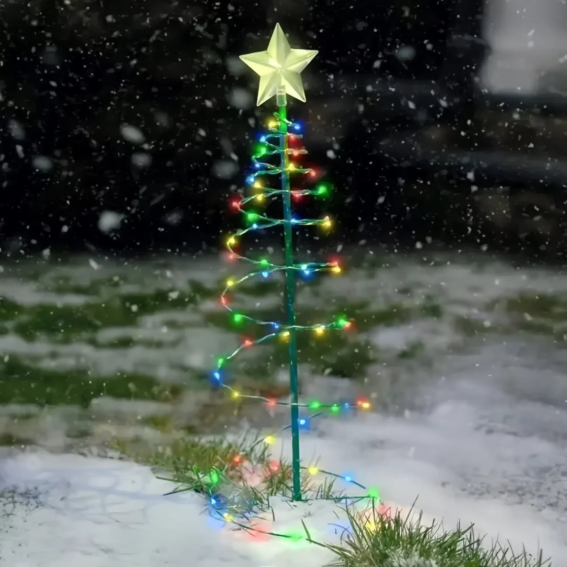 Festive Solar Christmas Tree Lights for Outdoor Garden Scene