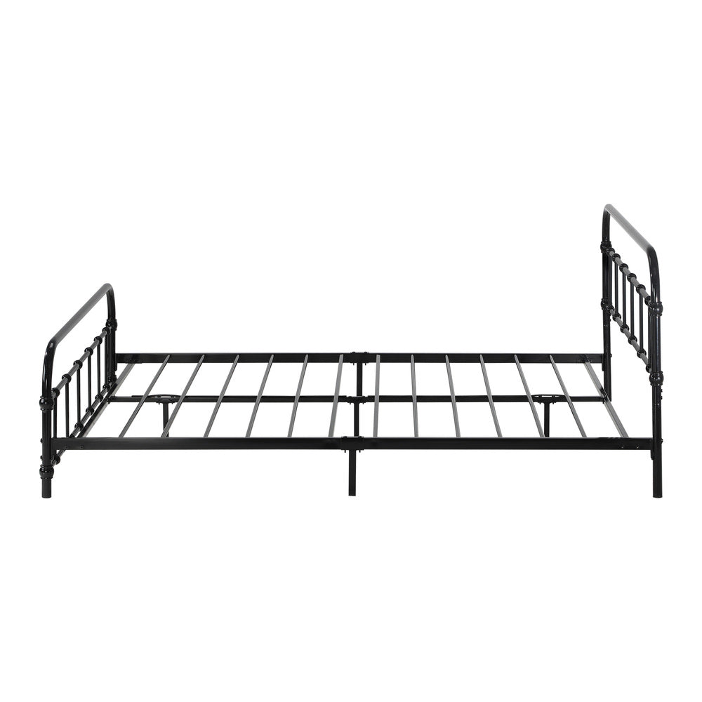 Metal Bed Frame King Single Railing Style Black