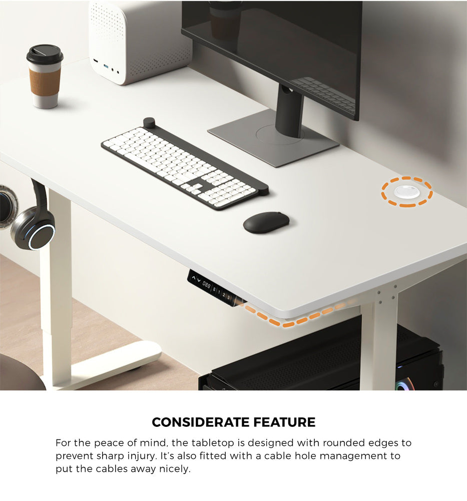 Adjustable Motorized Standing Desk 150cm White