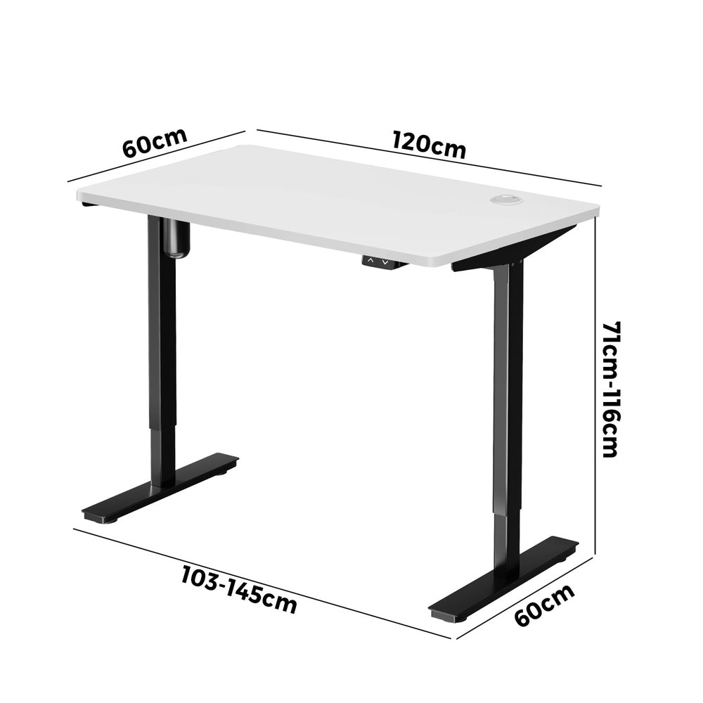Electric Standing Desk Single Motor 120cm Black and White