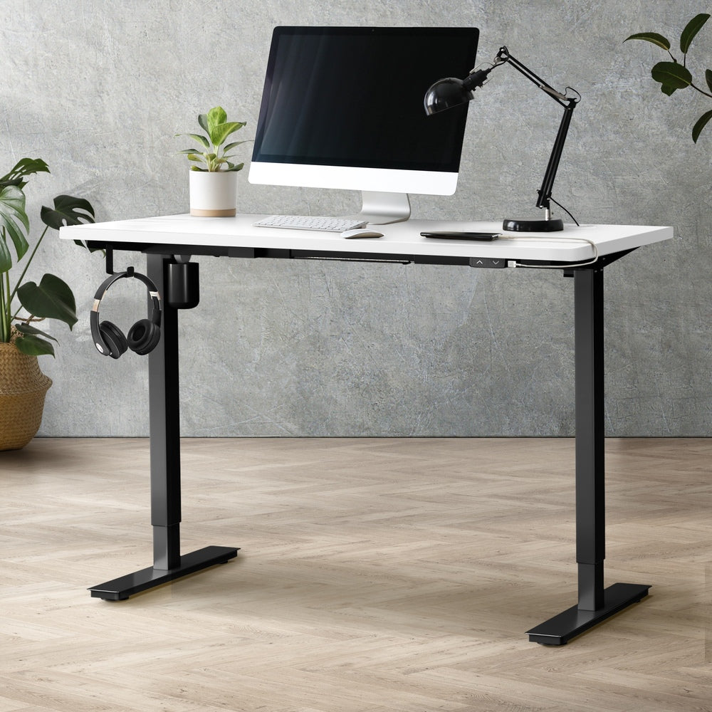 Electric Standing Desk Single Motor 120cm Black and White