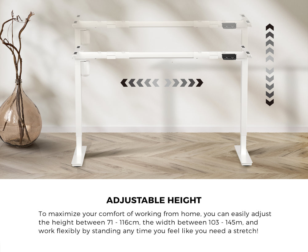 Electric Standing Desk Single Motor 120cm White and Walnut