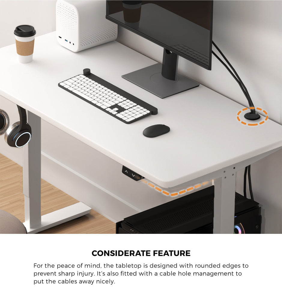 Electric Standing Desk Single Motor 150cm White and Walnut