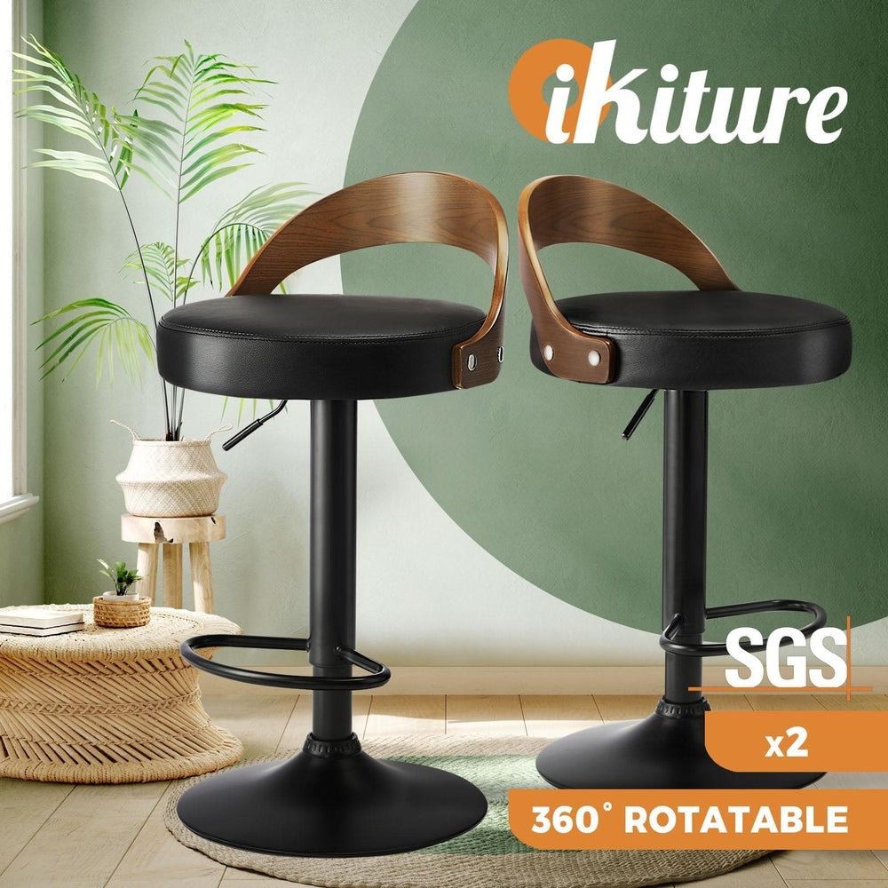 2 pcs Bar Stools Gas Lift Swivel Padded Seat