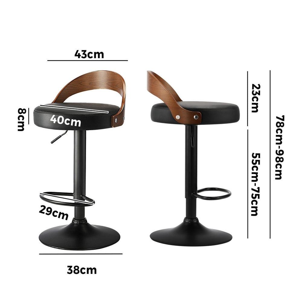 2 pcs Bar Stools Gas Lift Swivel Padded Seat