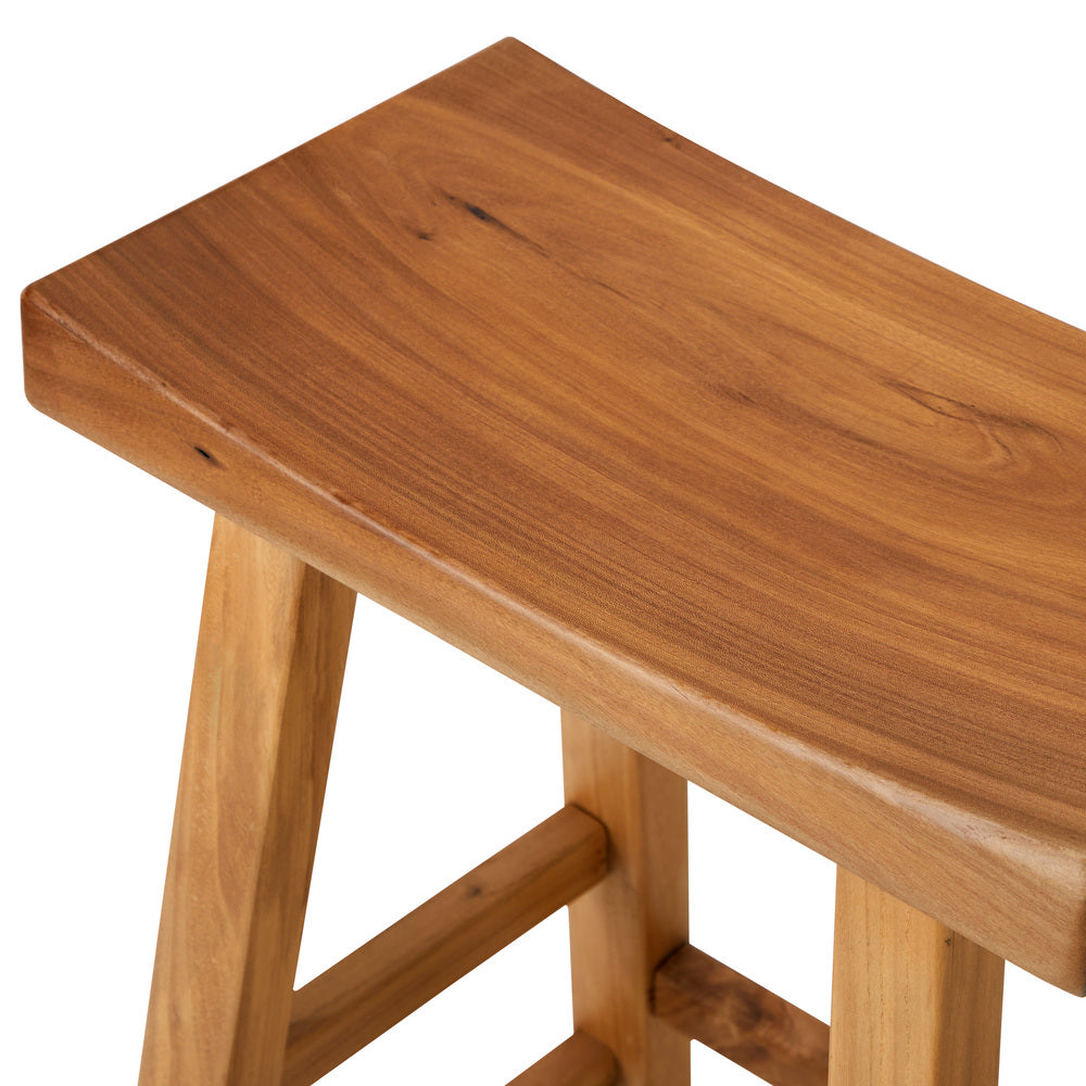 2 pcs Wooden Bar Stools Counter Height Natural
