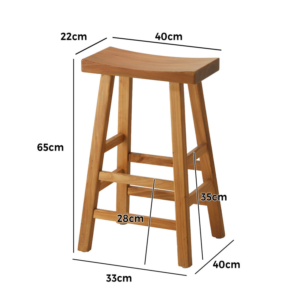 2 pcs Wooden Bar Stools Counter Height Natural