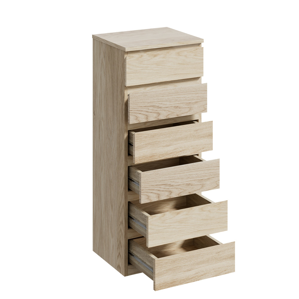 Natural Tallboy Dresser Table with 6 Chest of Drawers