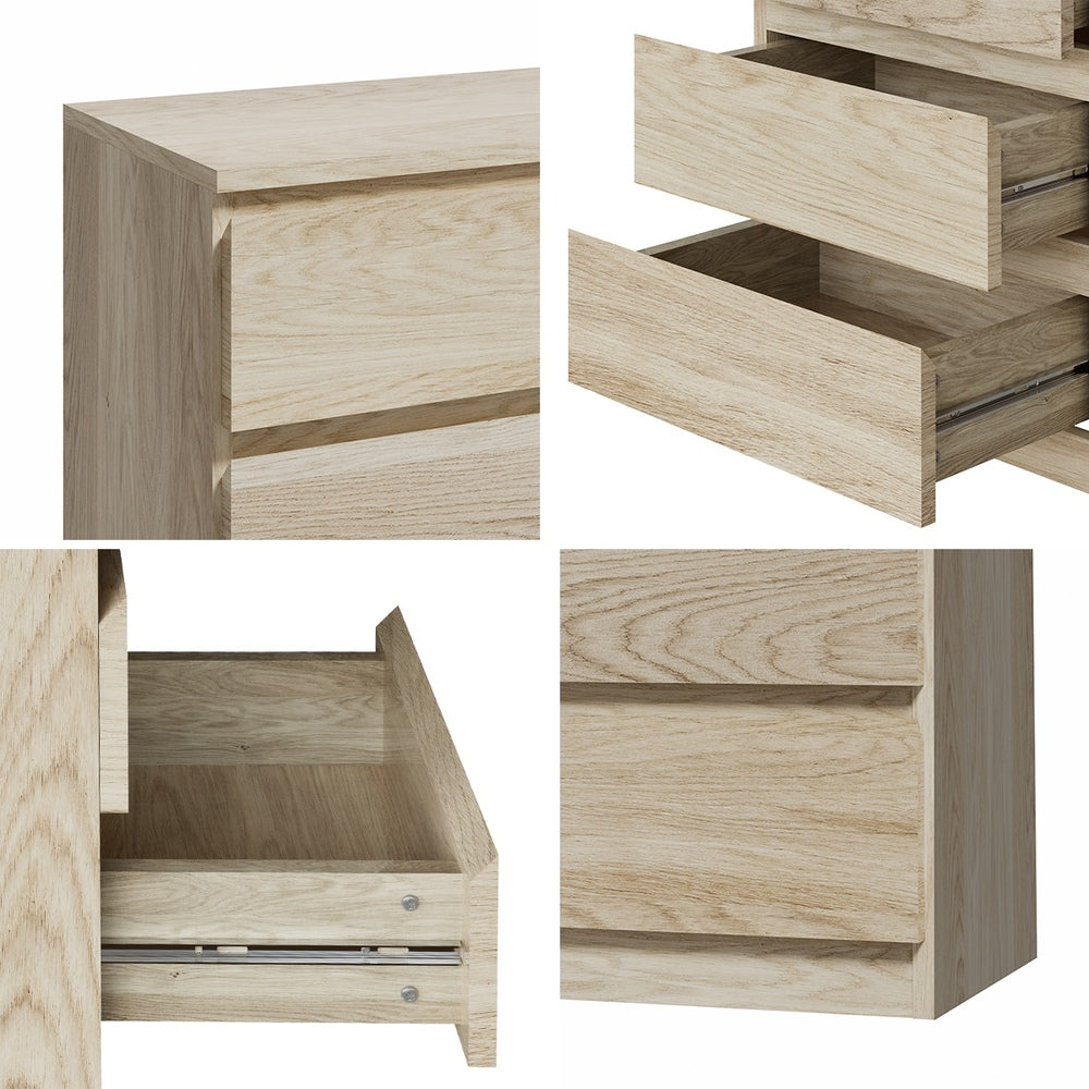 Natural Tallboy Dresser Table with 6 Chest of Drawers