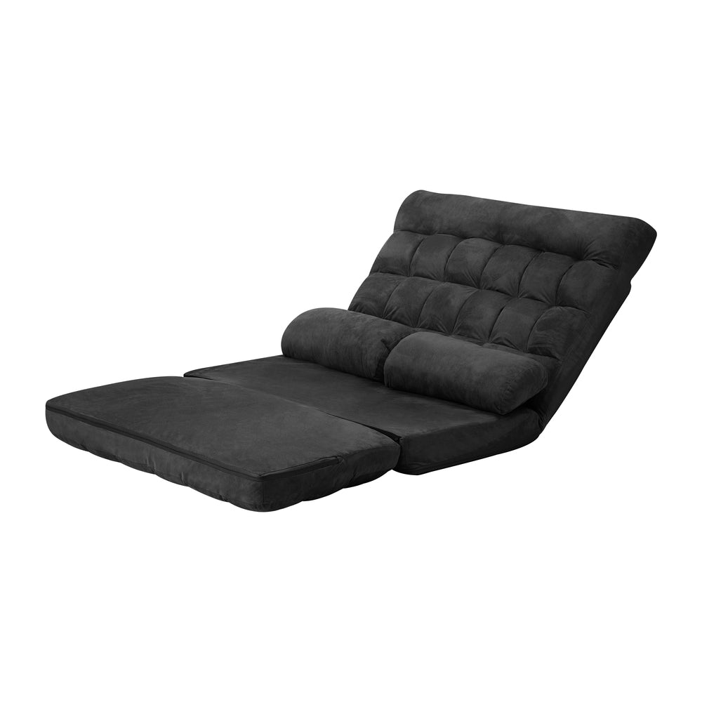 Charcoal Folding 2 Seater Floor Recliner Lounge Sofa Bed