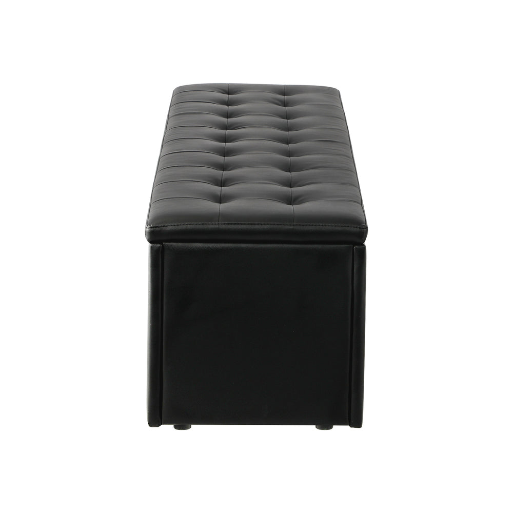Black XL PU Leather Storage Ottoman