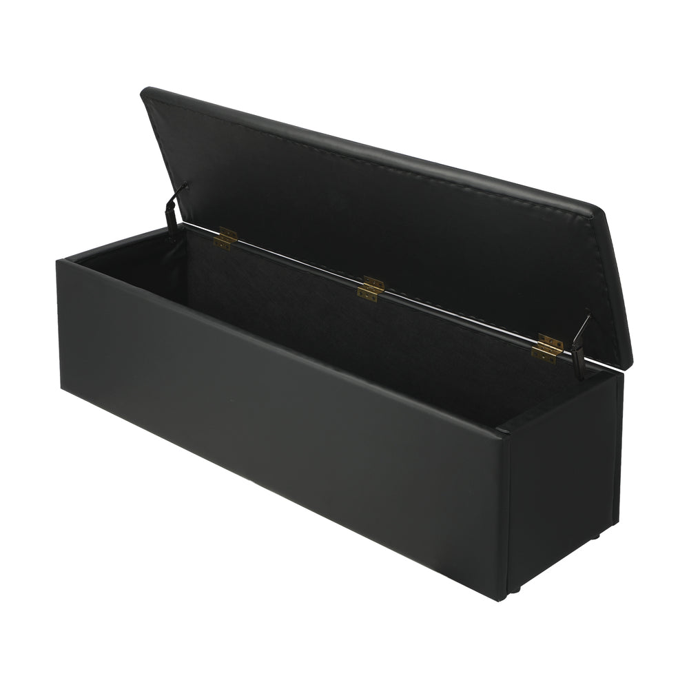 Black XL PU Leather Storage Ottoman