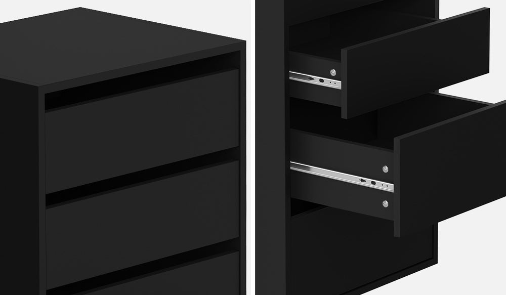 Black Wardrobe Shelf Unit with 6 Drawers