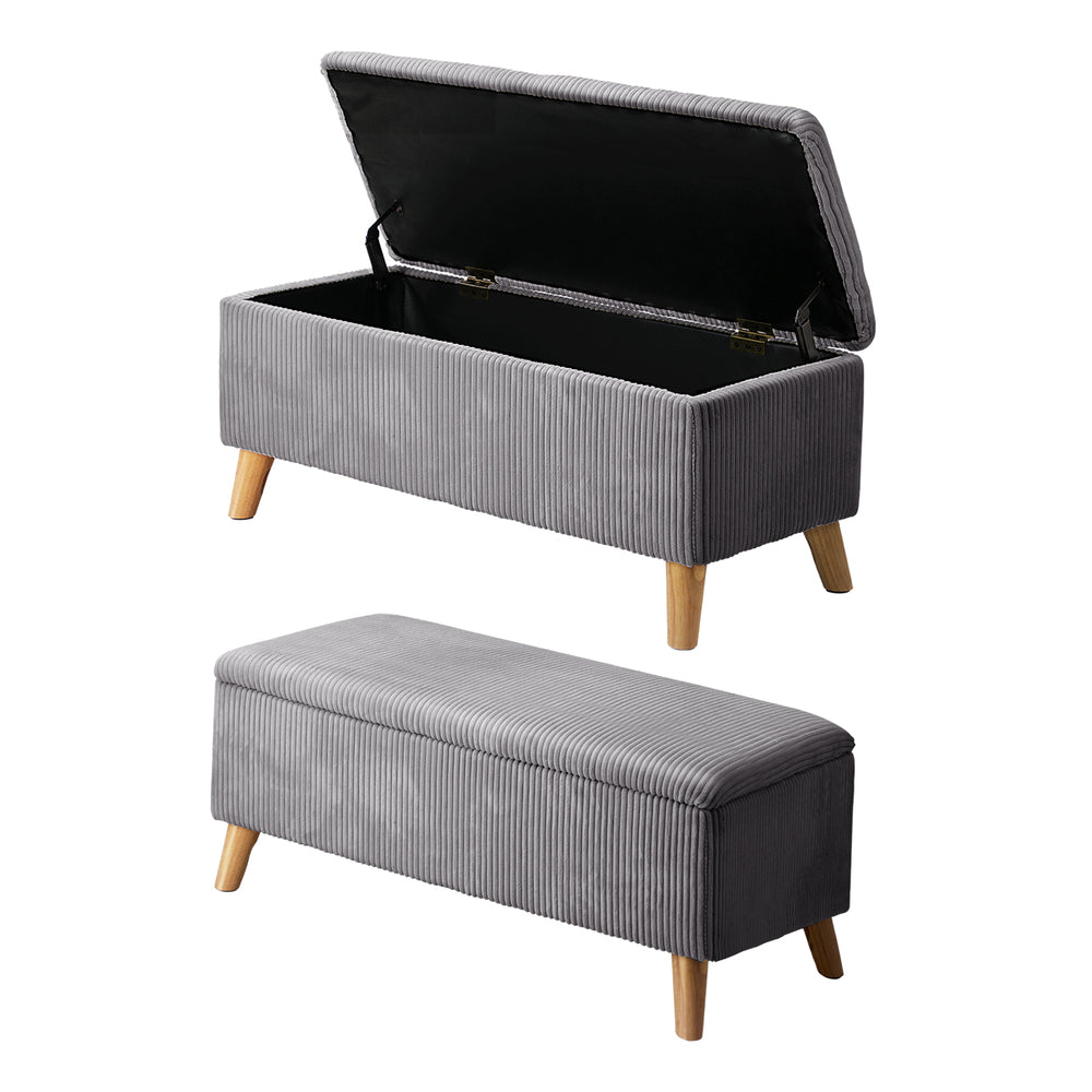Grey Large Polyester Storage Ottoman Blanket Box