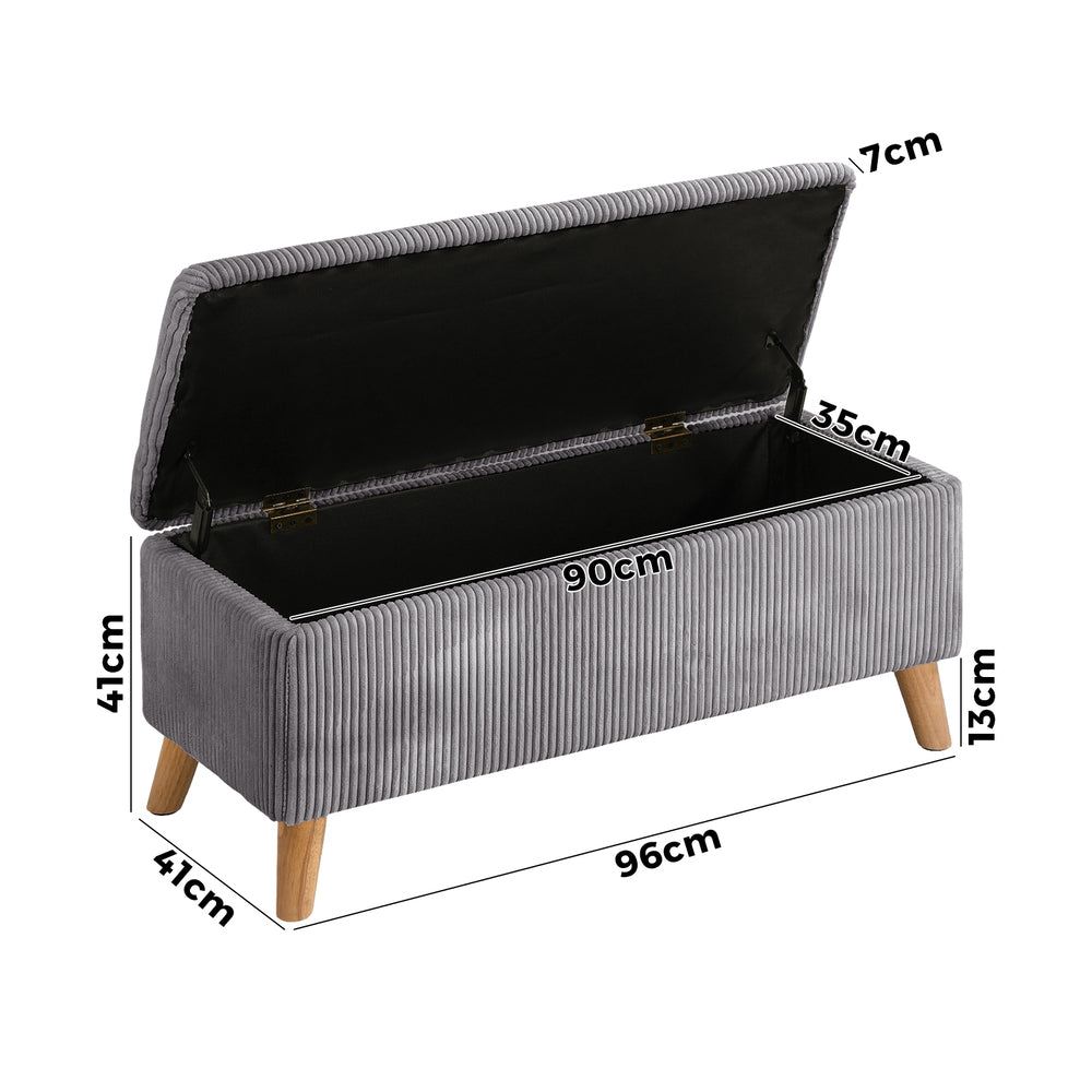 Grey Large Polyester Storage Ottoman Blanket Box