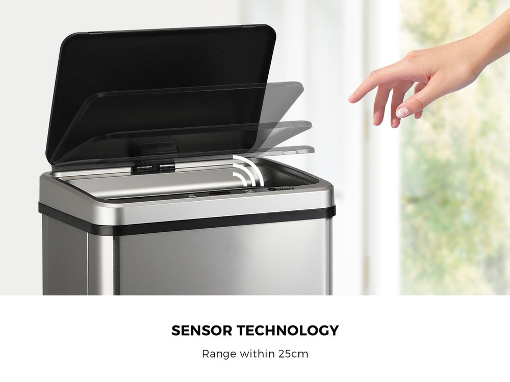Silver 40L Automatic Motion Sensor Rubbish Bin