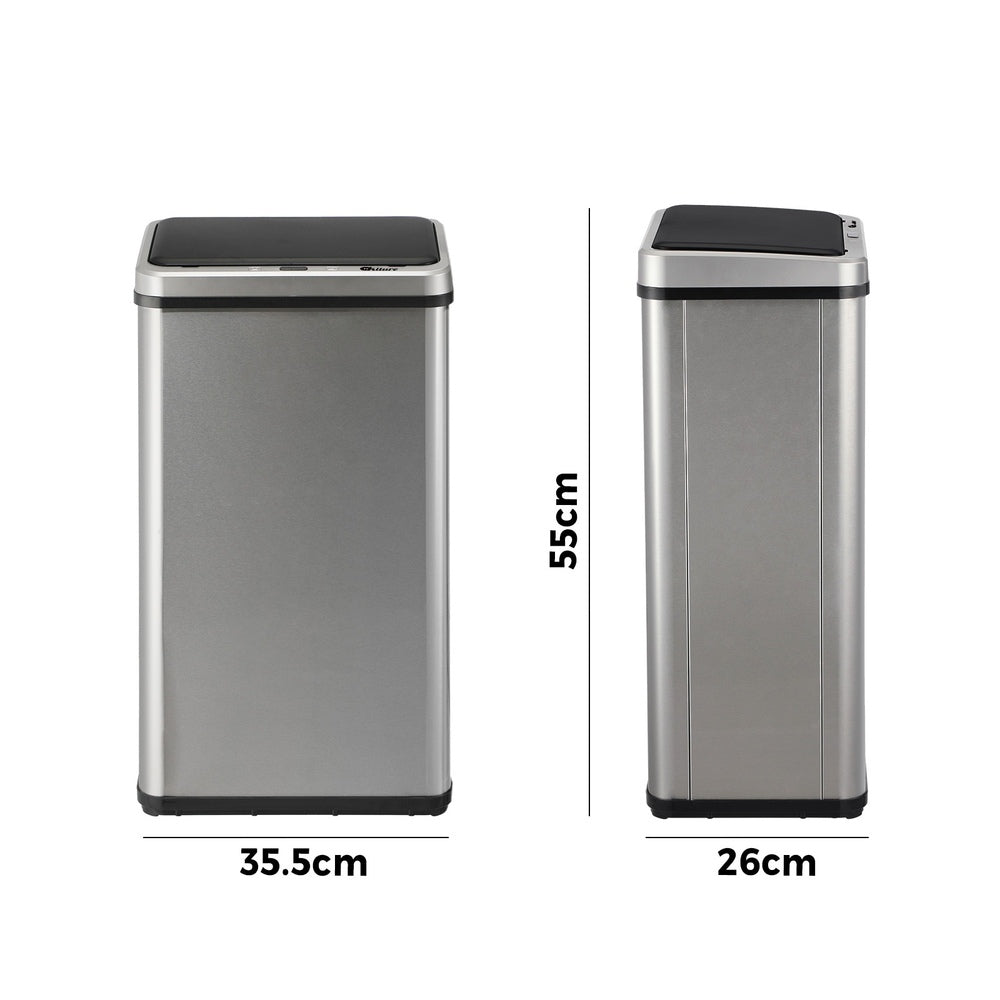 Silver 40L Automatic Motion Sensor Rubbish Bin
