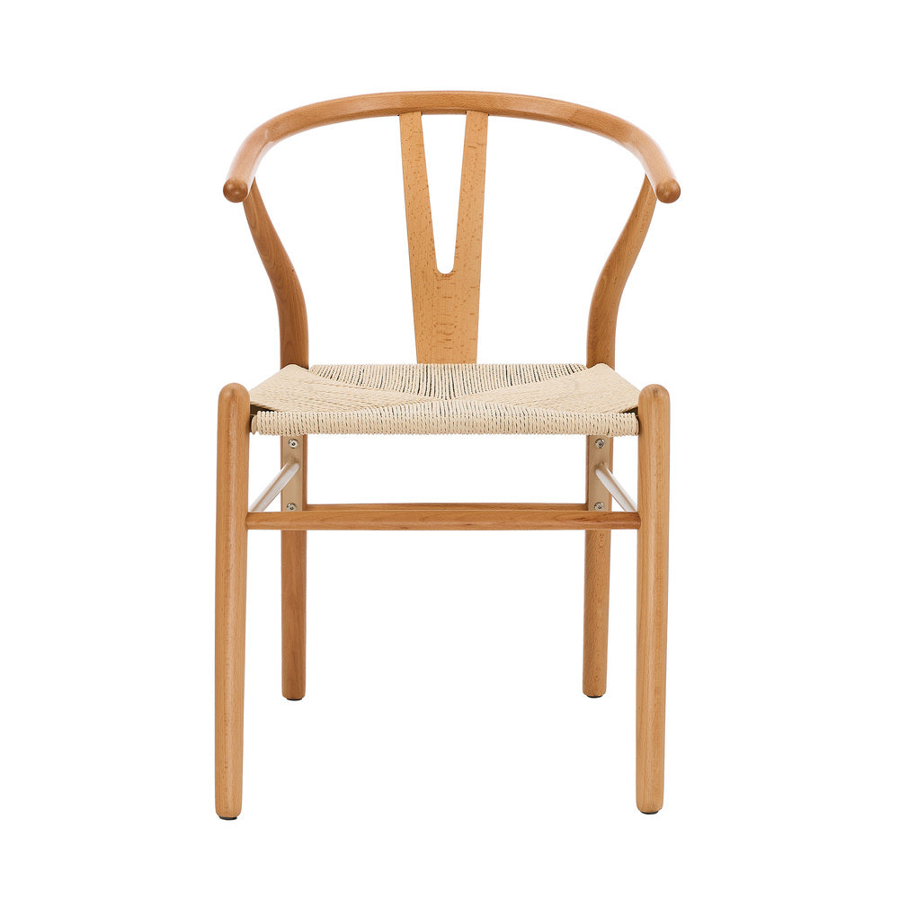 Set of 2 Wooden Wishbone Shaped Dining Chairs