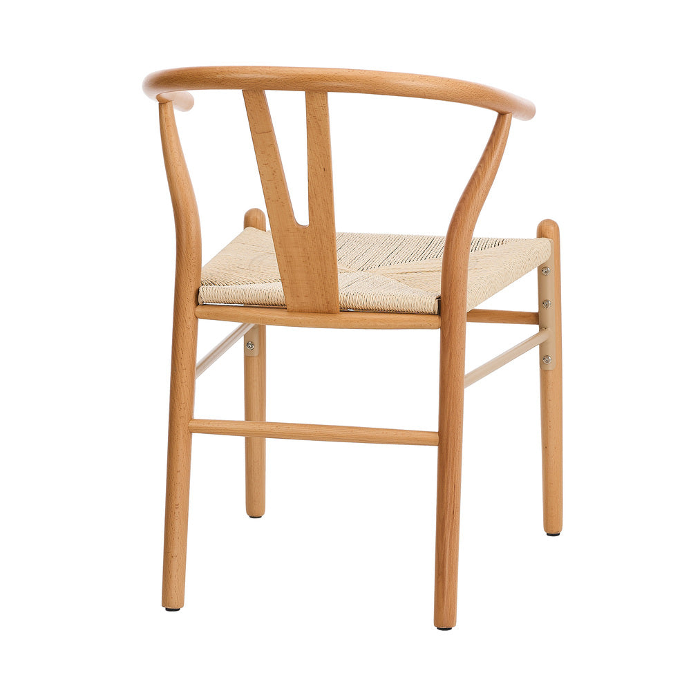 Set of 2 Wooden Wishbone Shaped Dining Chairs