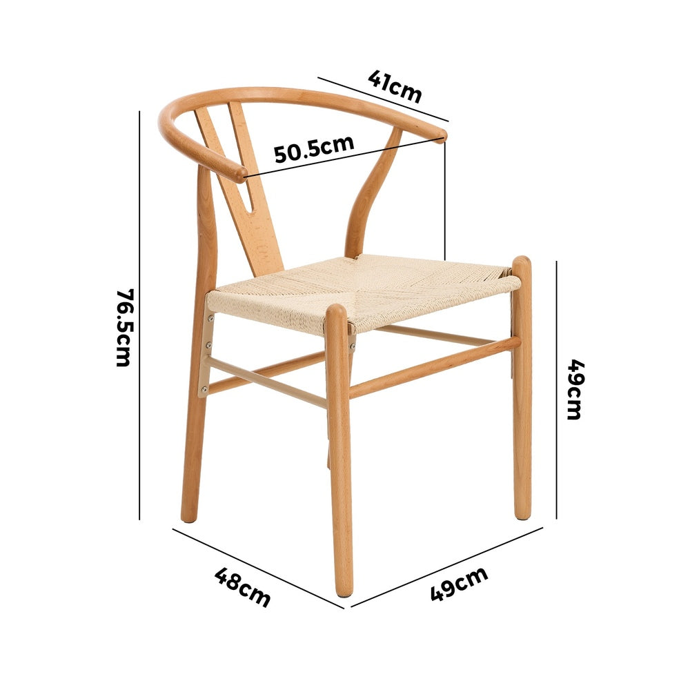 Set of 4 Wooden Wishbone Shaped Dining Chairs