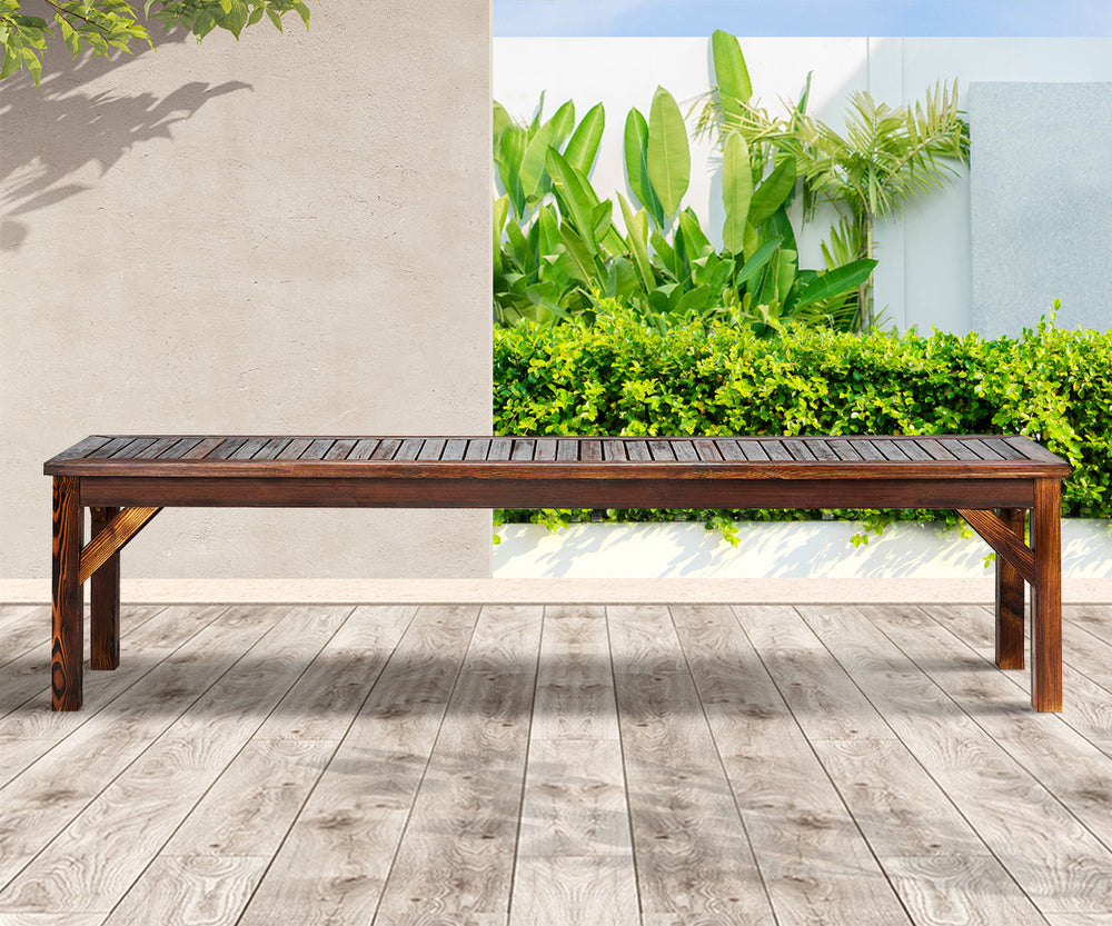 Wooden Garden Patio Bench with Slatted Outdoor Seat