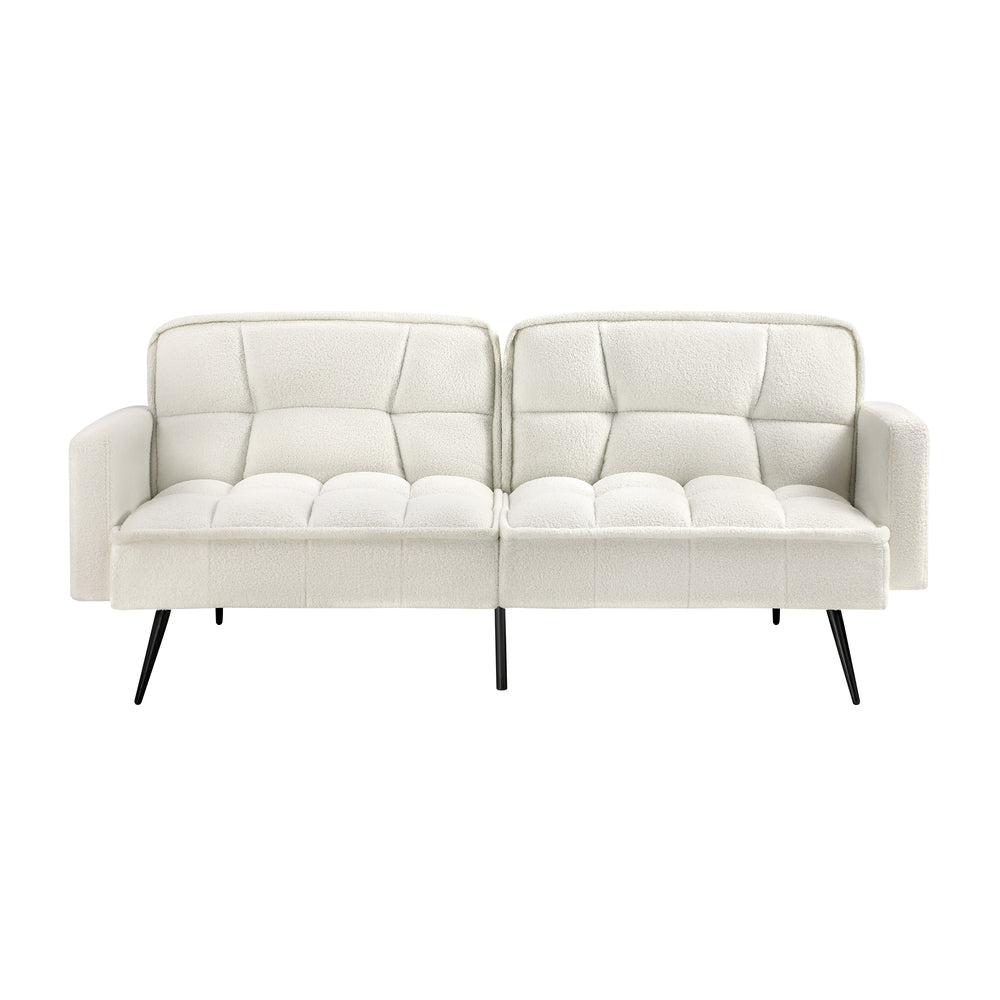 White Boucle Sherpa 3 Seater Convertible Sofa Bed Lounge Couch