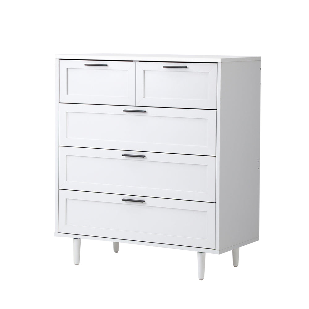 White Tallboy Dresser with Five Drawers