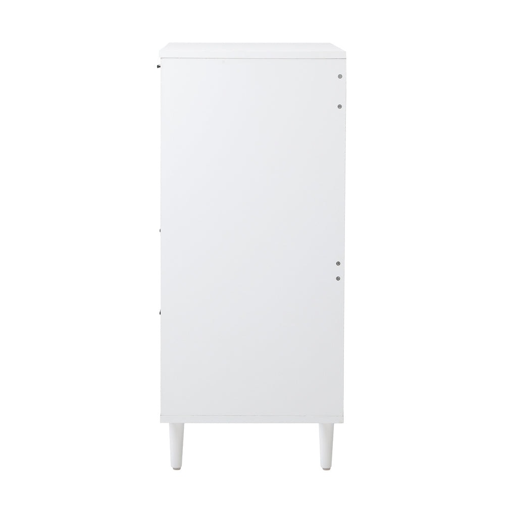 White Tallboy Dresser with Five Drawers