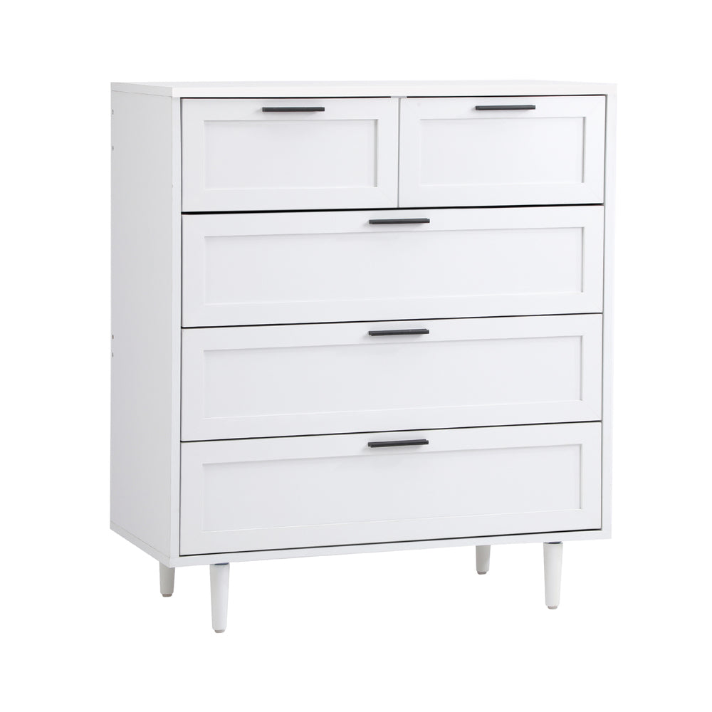 White Tallboy Dresser with Five Drawers