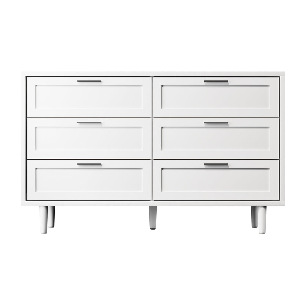 White Tallboy Dresser with Six Drawers