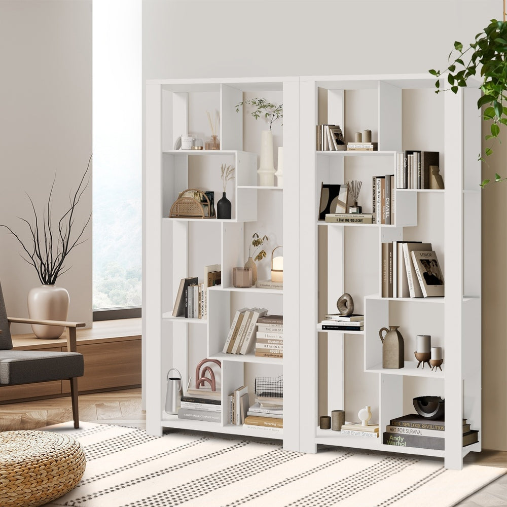 White Open Multi-Tier Display Shelf