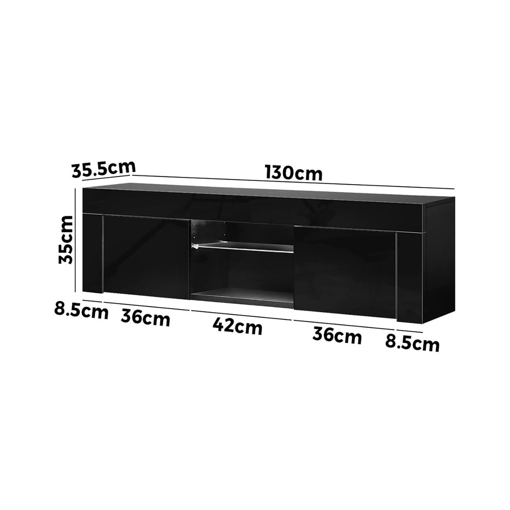 Black Gloss TV Stand Cabinet Entertainment Unit with RGB LED