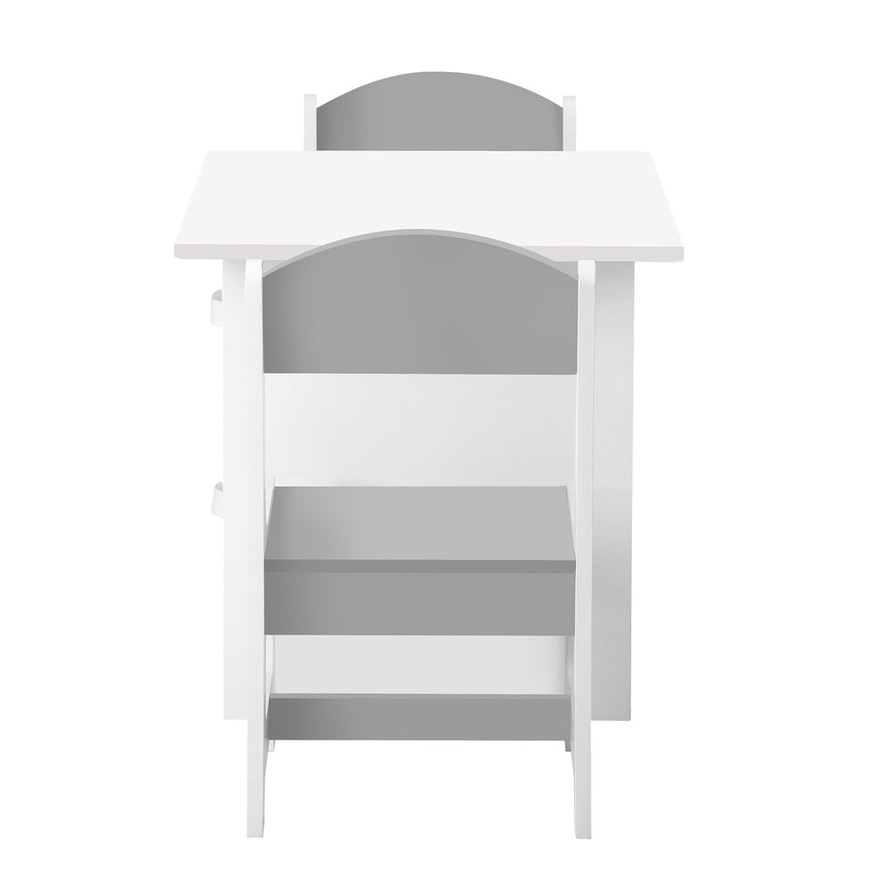 White and Grey Kids Table and Chair Set with Storage Bins