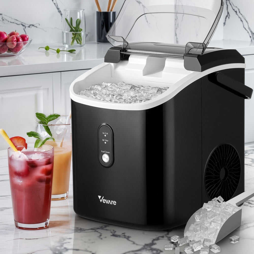 Black Nugget Portable Ice Maker with Ice Cube Scoop 15kg