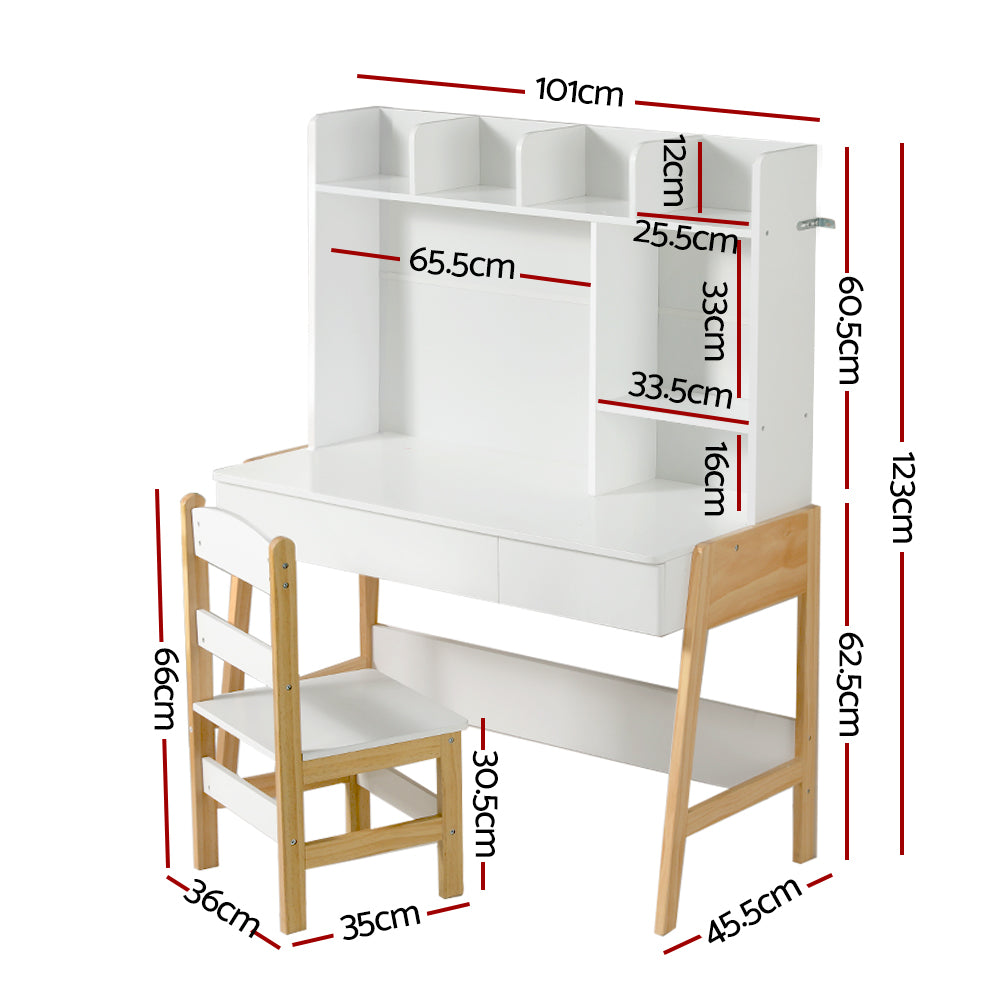Keezi 2PCS Kids Table and Chairs Set Study & Storage Desk
