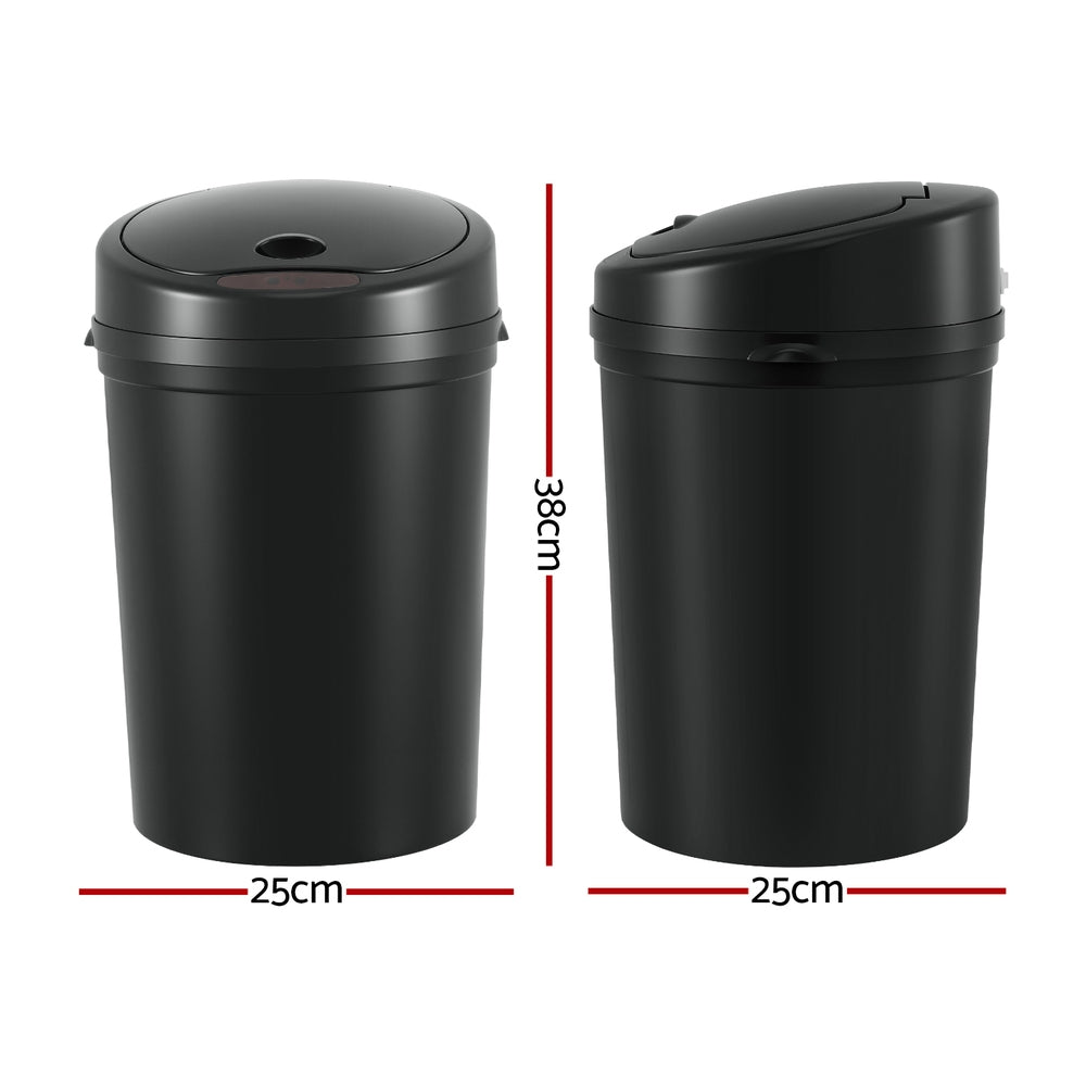 9L Devanti Sensor Bin Motion Rubbish Bins Kitchen Automatic Trash Can Black