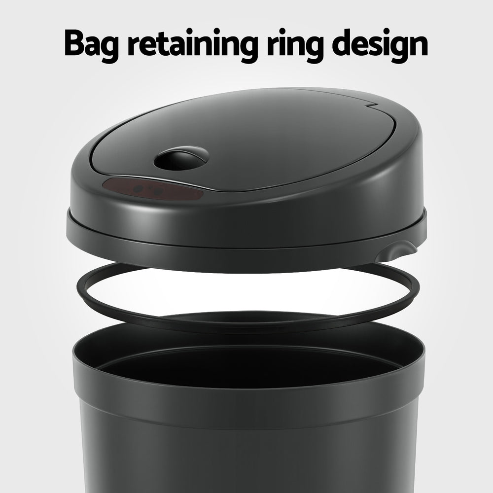 9L Devanti Sensor Bin Motion Rubbish Bins Kitchen Automatic Trash Can Black