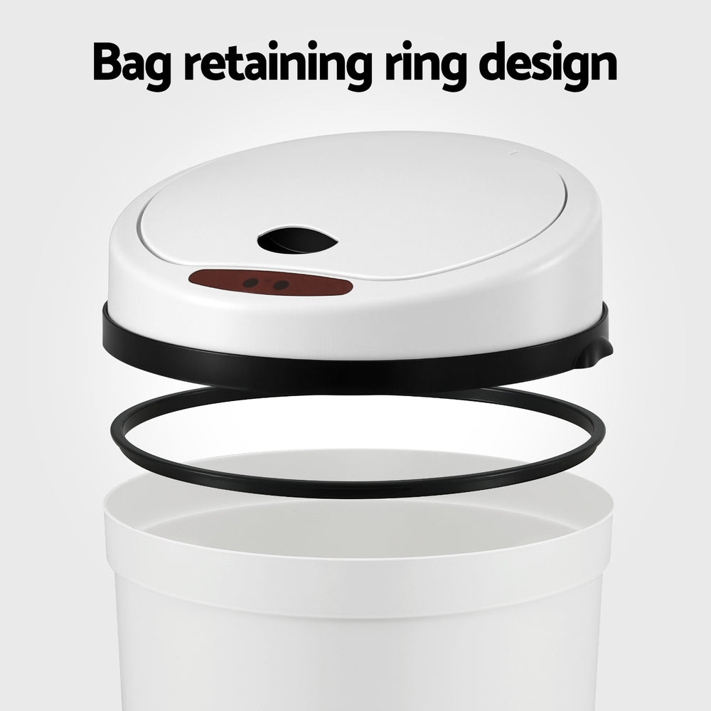 9L Sensor Bin Motion Rubbish Bins Kitchen Automatic Trash Can White