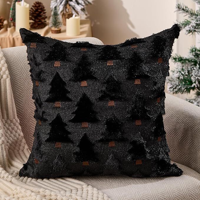 Black Christmas Throw Pillow Covers