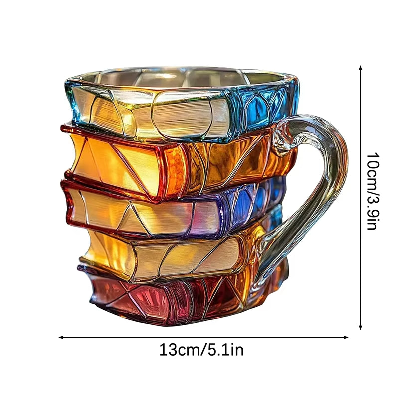 3D Book Stack Mug with Spoon