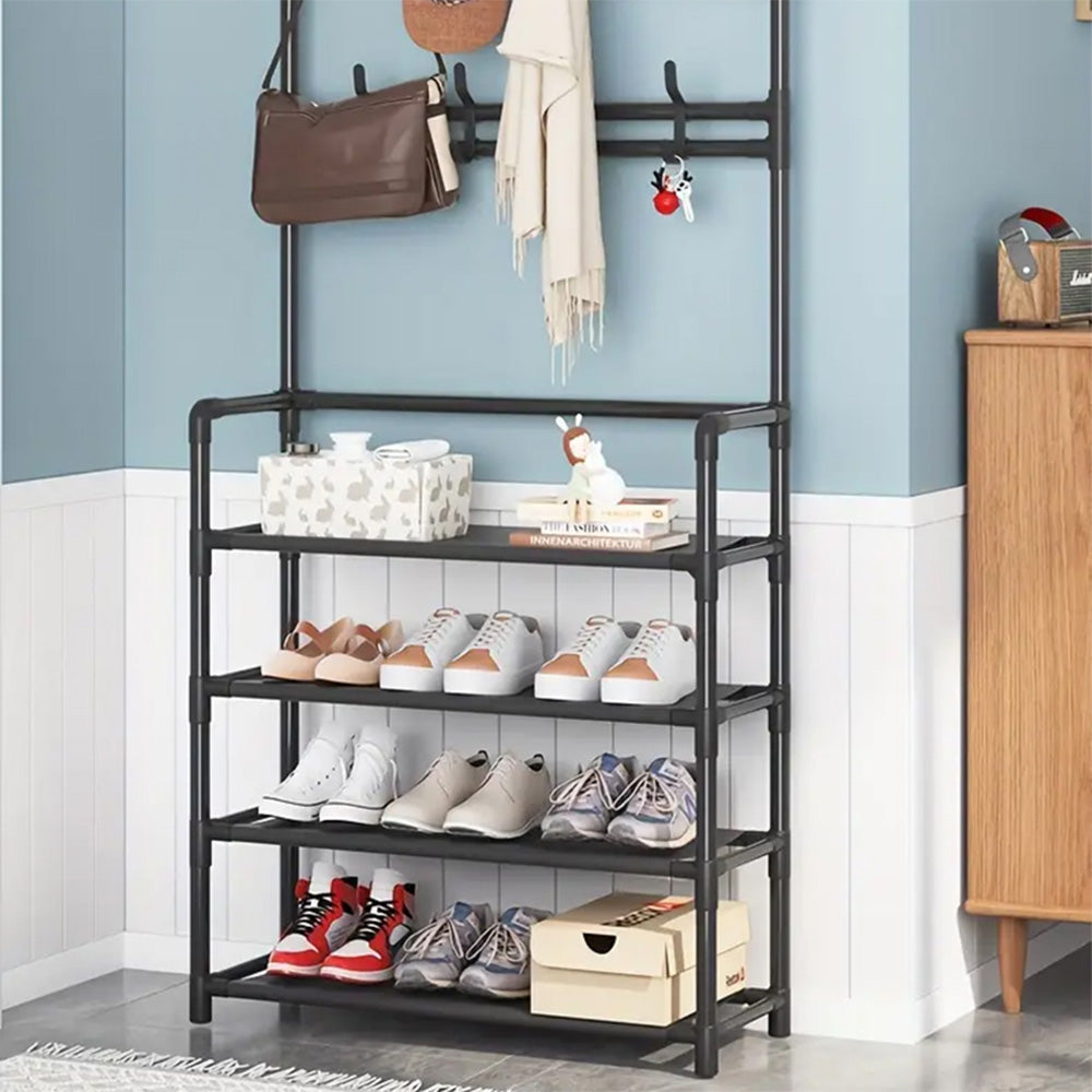 STORFEX 4-Tier 3-in-1 Coat Hanger and Shoe Rack - Organize Your Entryway with Style