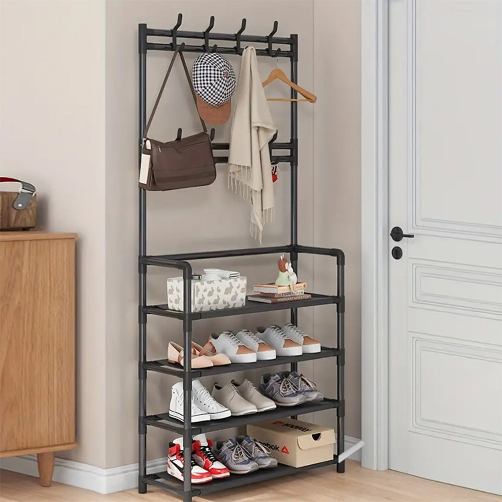 STORFEX 4-Tier 3-in-1 Coat Hanger and Shoe Rack - Organize Your Entryway with Style