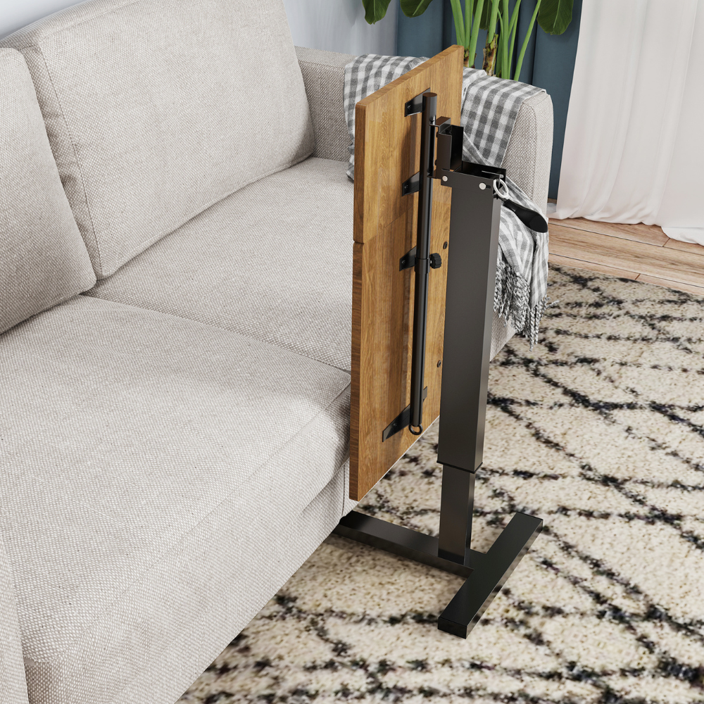 Split Top Tilting Adjustable Overbed Table with Wheels