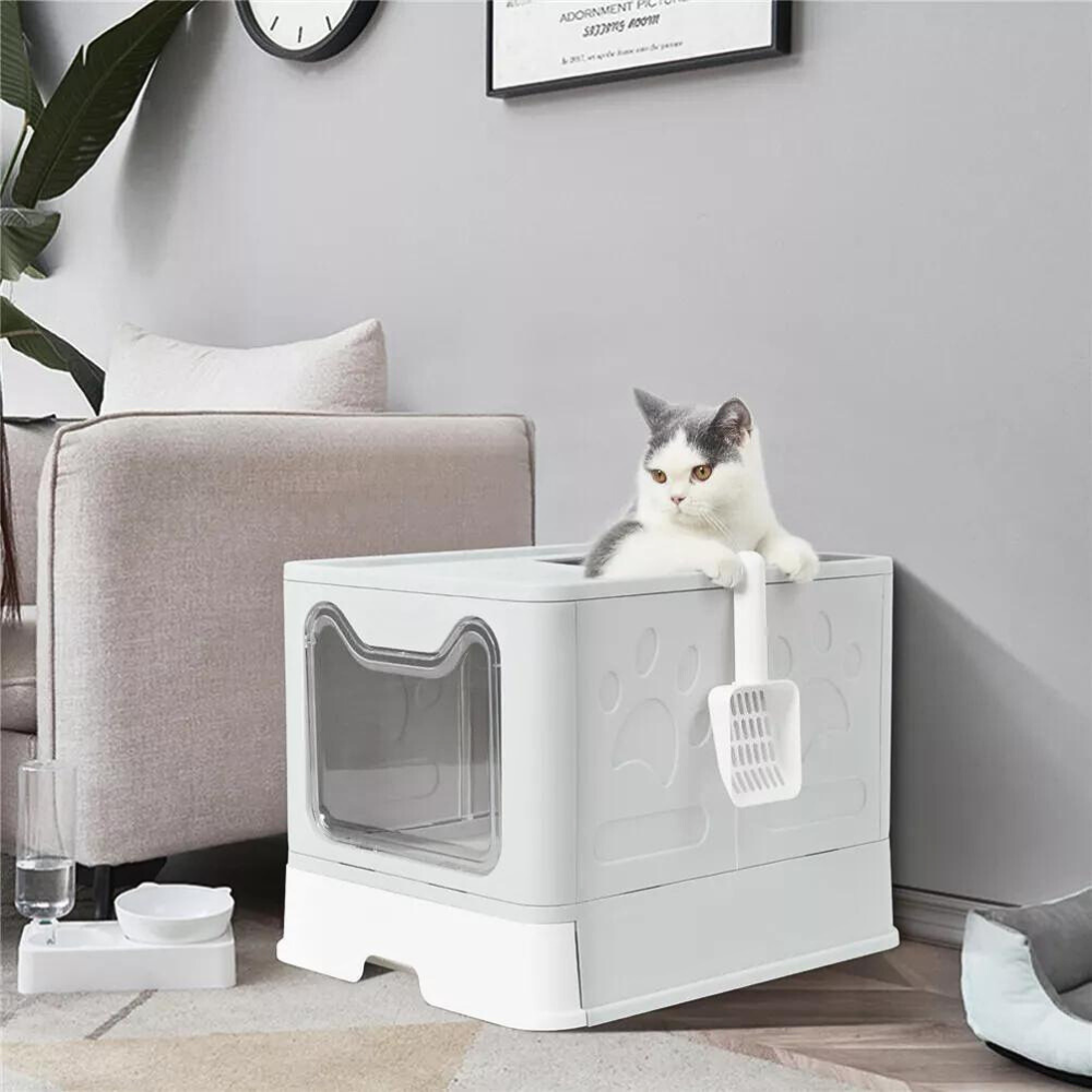 Tidy Cat Litter Box Enclosure with Portable Scoop Drawer