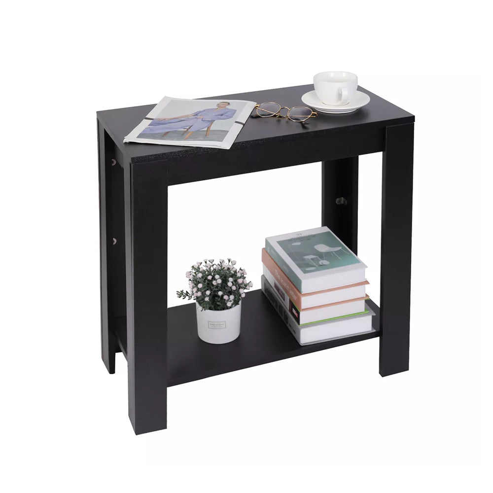 Narrow Sofa Side Table with 2-Tier Open Storage Spaces