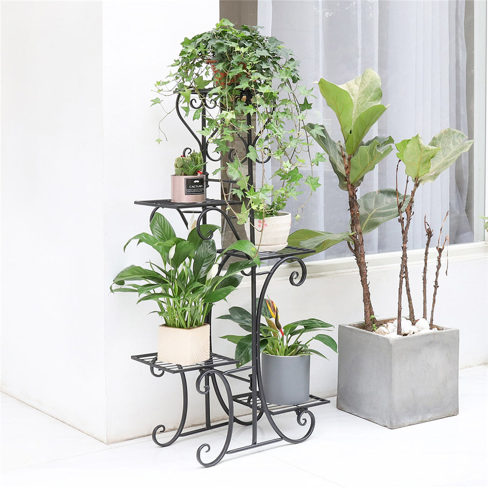 5 Tier Metal Plant Stand Shelf Anti Rust Iron Garden Flower Pot