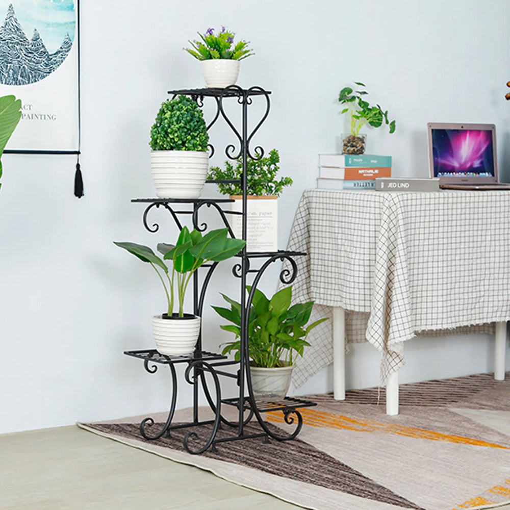 5 Tier Metal Plant Stand Shelf Anti Rust Iron Garden Flower Pot