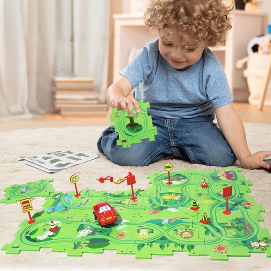 DIY Car Track Puzzle Play Set Preschool Educational Montessori Toy